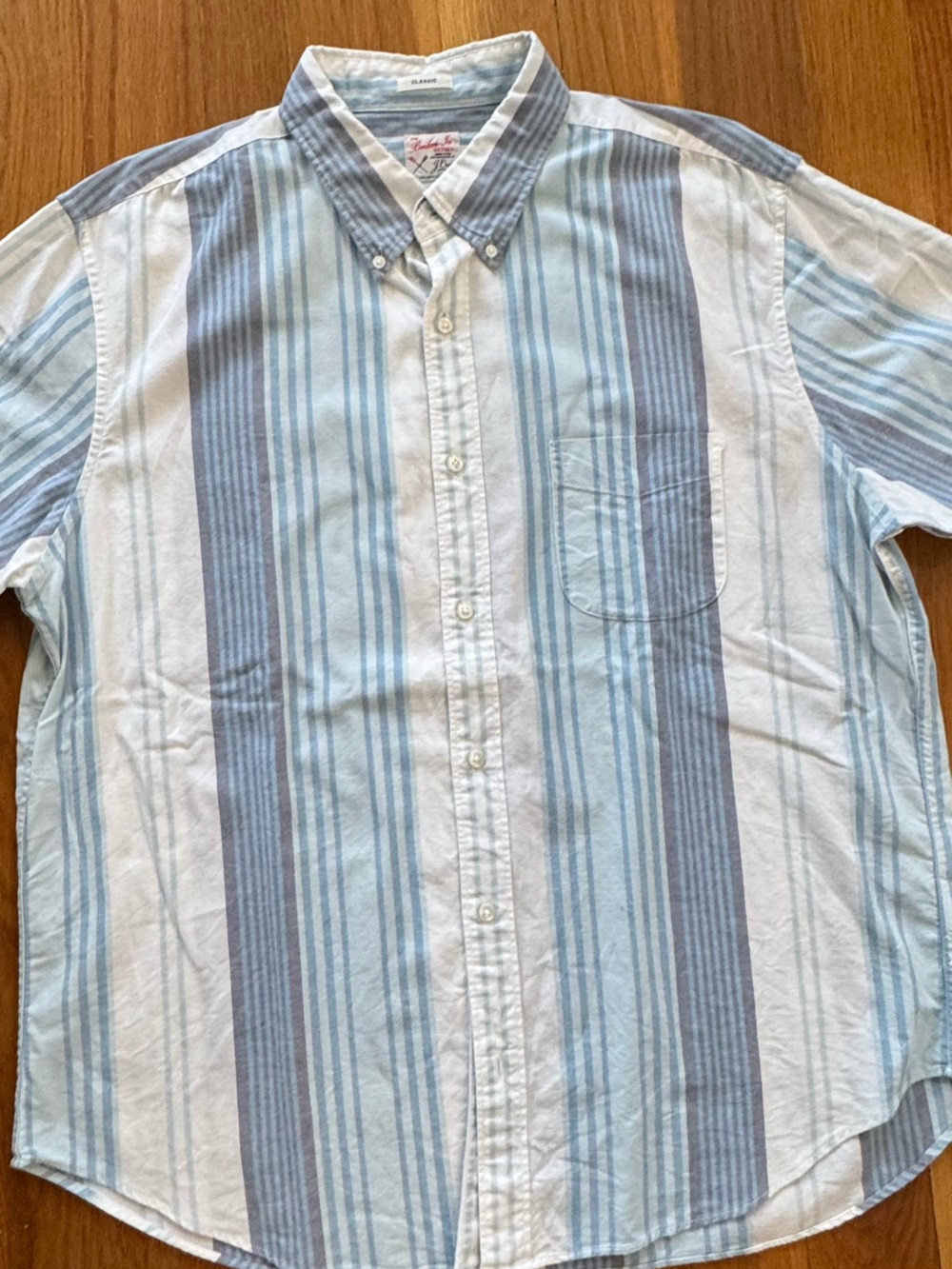 J.Crew Broken-In Oxford Striped Shirt XL Classic Fit Blue